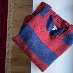 J.Crew Lambs Wool 3/4 Sleeve Rust Navy Sweater XS